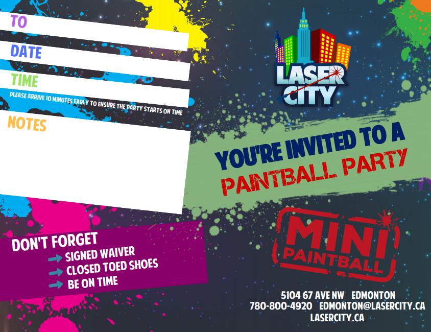 Edmonton Paintball Centre Mini Paintball Birthday Parties at Laser City